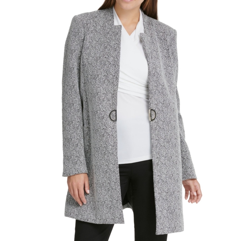 DKNY Womens Black Embellished Speckle Jacket